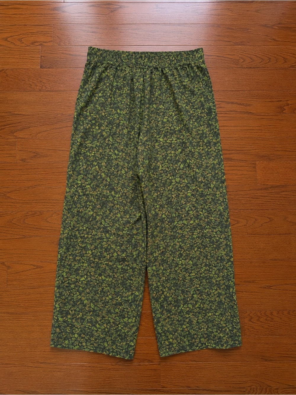 Wide Leg Floral Print Pants - Green